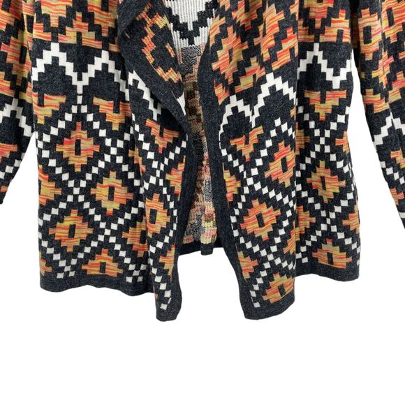 Bass Women's Multicolor Geo Print Long Sleeve Open Front Cardigan Sweater Size M - Picture 2 of 16